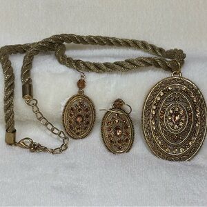 Vintage Gold and Brown Necklace Set